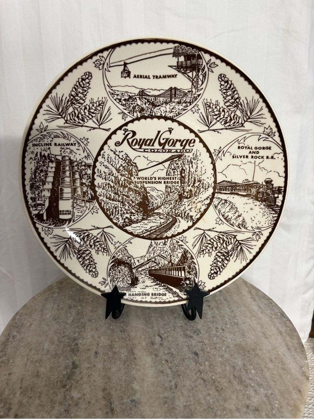 Decorative Collector Plate in Cream and Brown